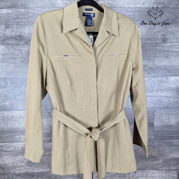 Venezia Jeans Hidden Button Basic Belted Jacket Size 14/16 - Picture 1 of 7